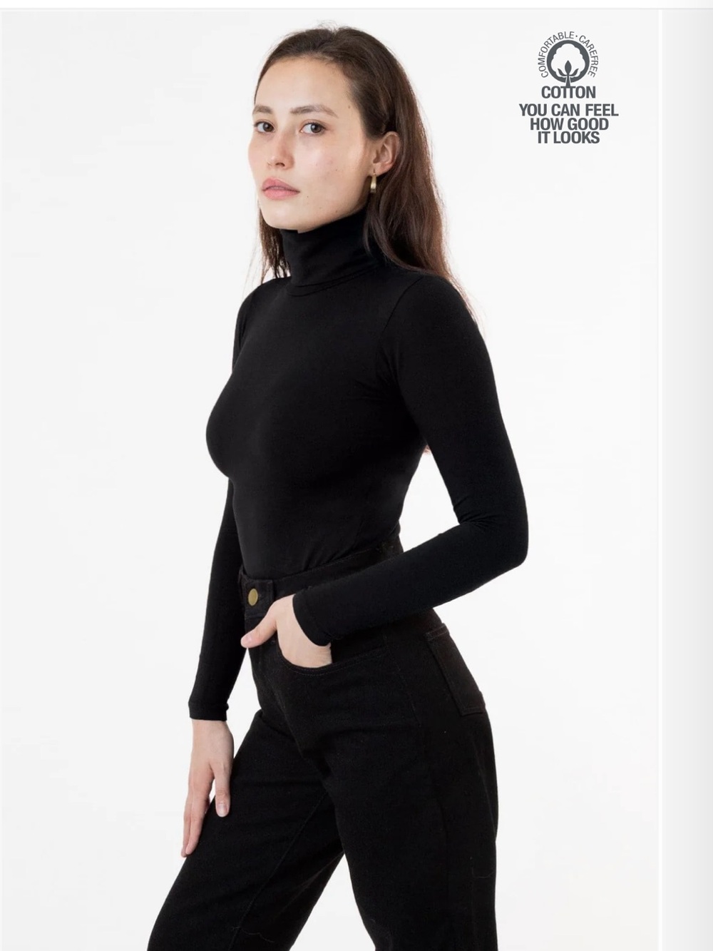 COTTON SPANDEX GARMENT DYE TURTLENECK
